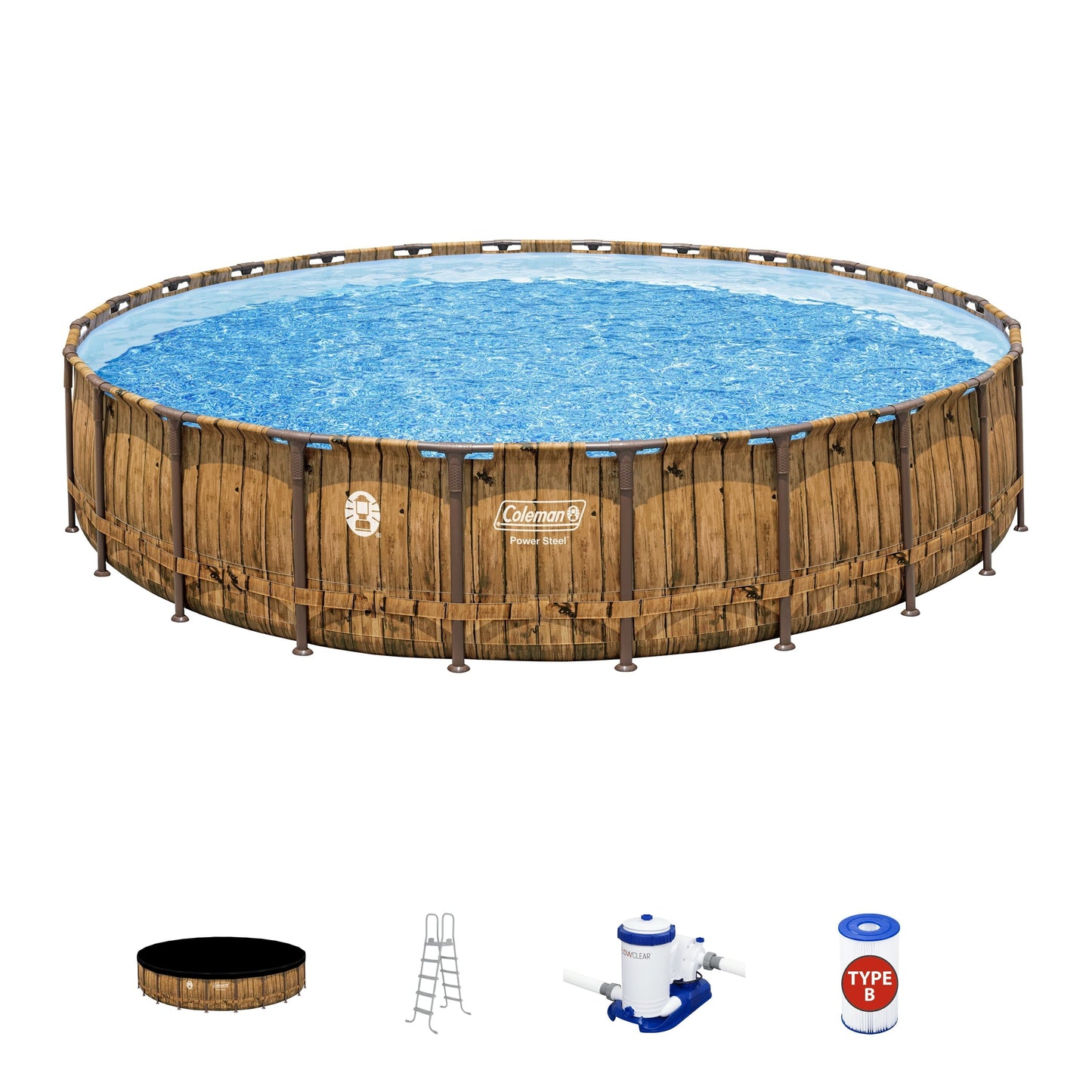 Coleman Power Steel 24' x 52" Round Metal Frame Above Ground Pool Set