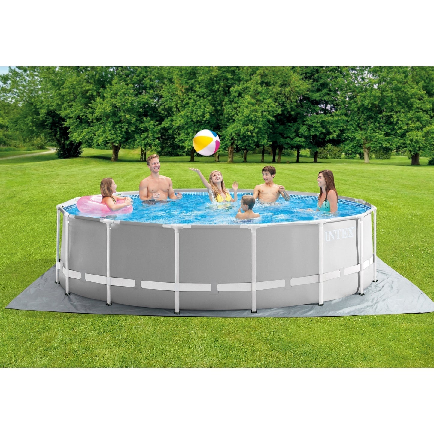 Intex 15ft x 48in Prism Above Ground Swimming Pool Set with Ladder and Cover