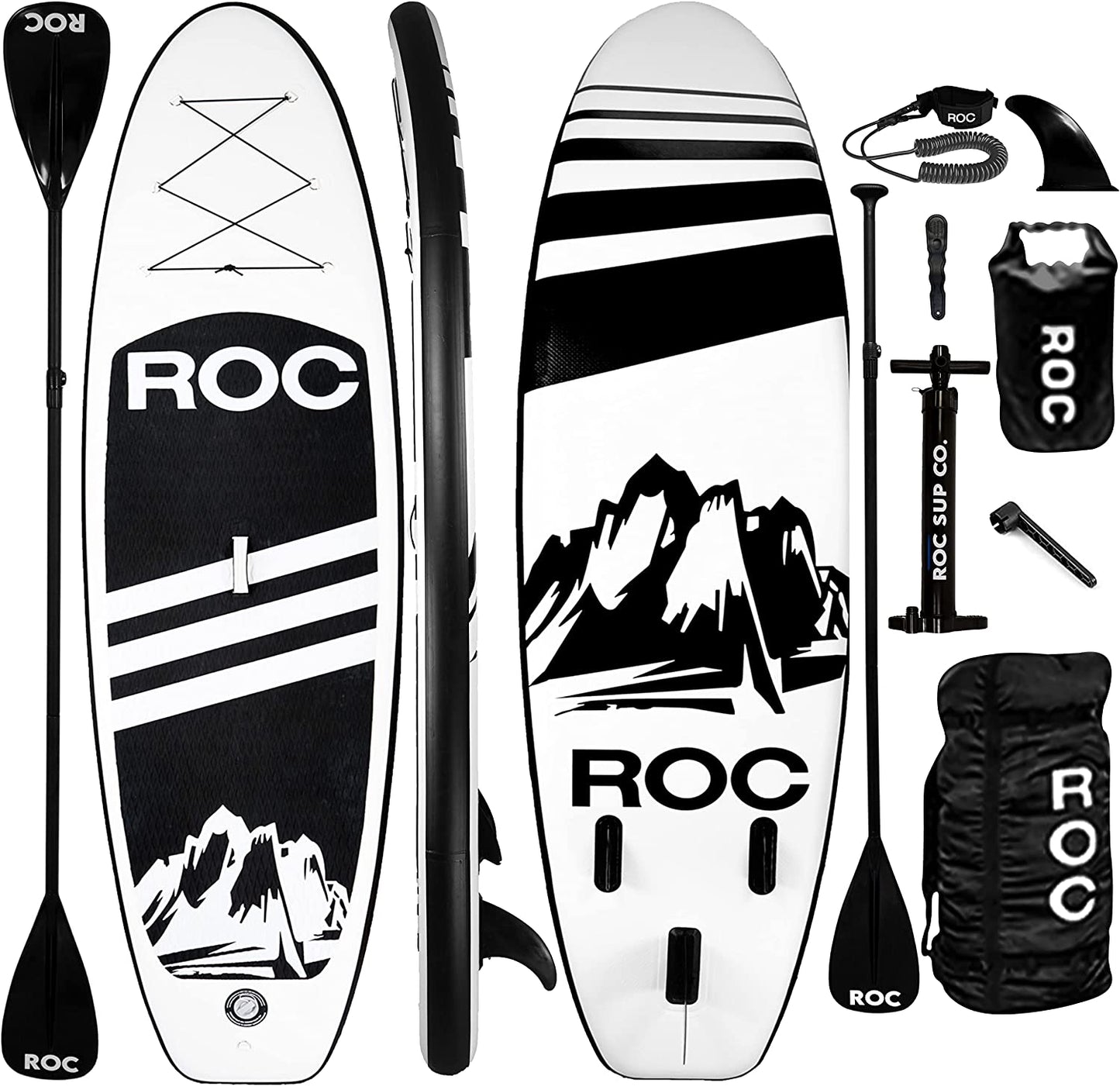 Roc Inflatable Stand Up Paddle Boards , Wide Stable Design, Non-Slip Comfort Deck