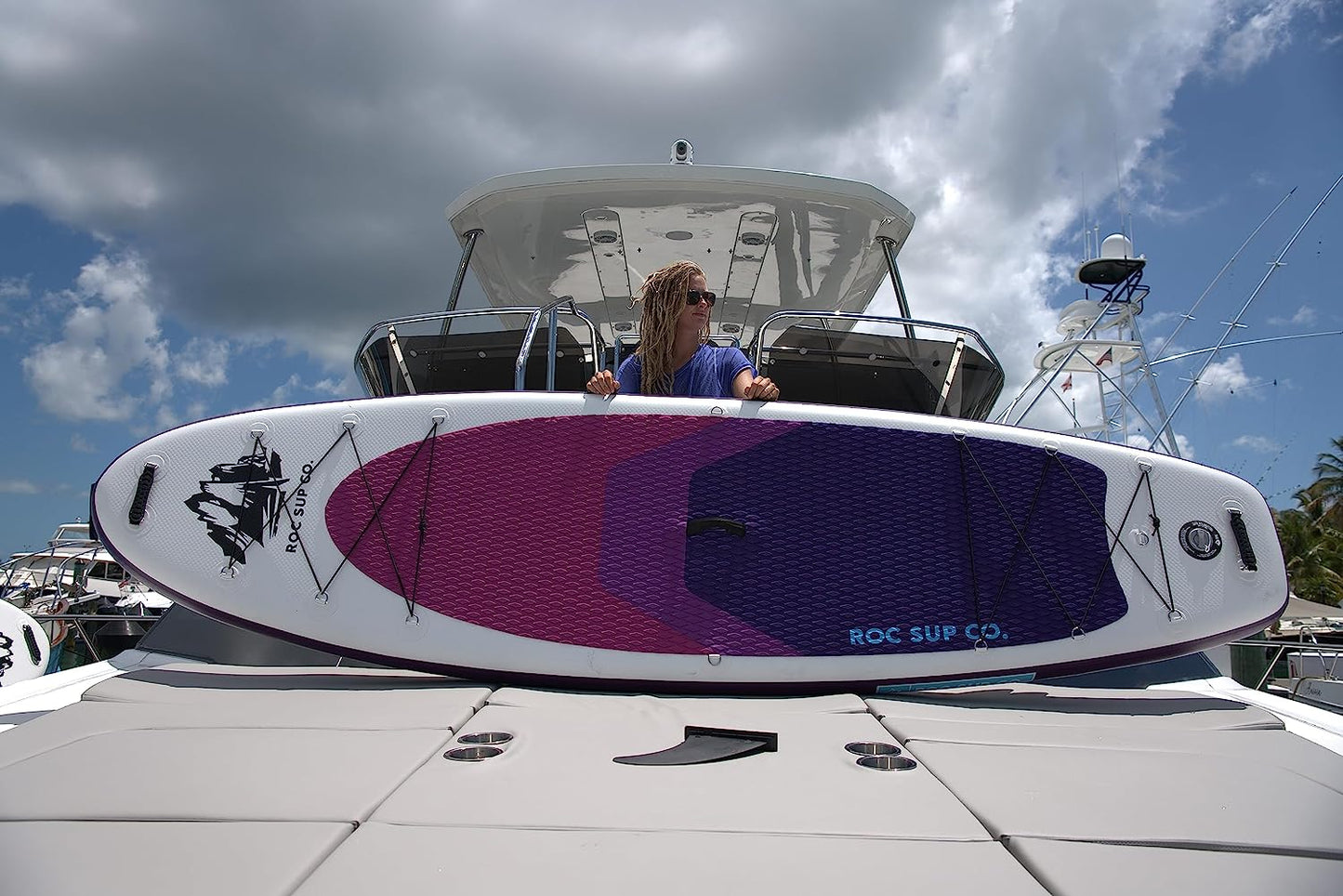Roc Inflatable Stand Up Paddle Boards , Wide Stable Design, Non-Slip Comfort Deck