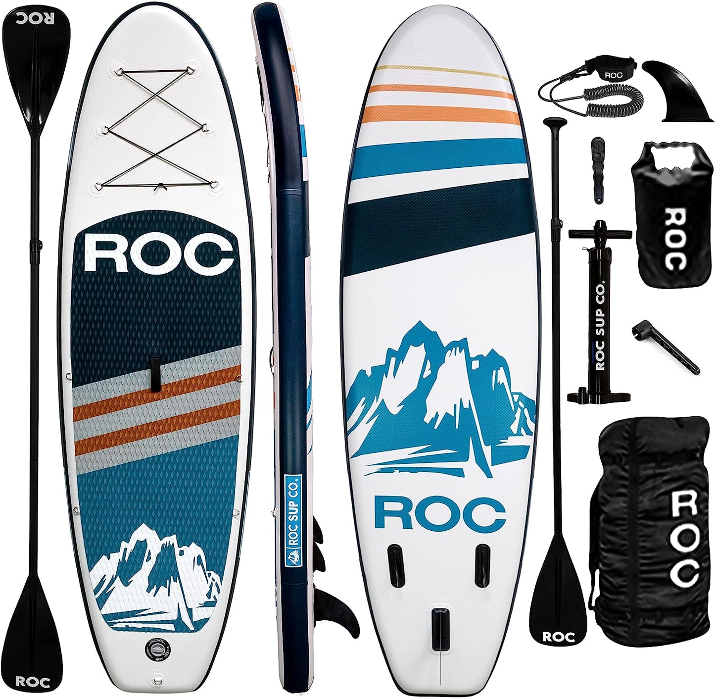 Roc Inflatable Stand Up Paddle Boards , Wide Stable Design, Non-Slip Comfort Deck