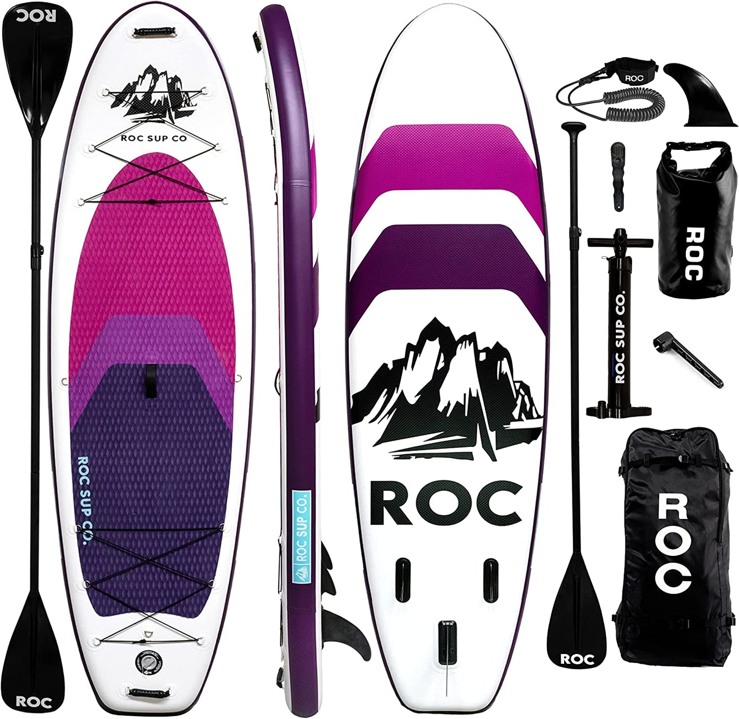 Roc Inflatable Stand Up Paddle Boards , Wide Stable Design, Non-Slip Comfort Deck