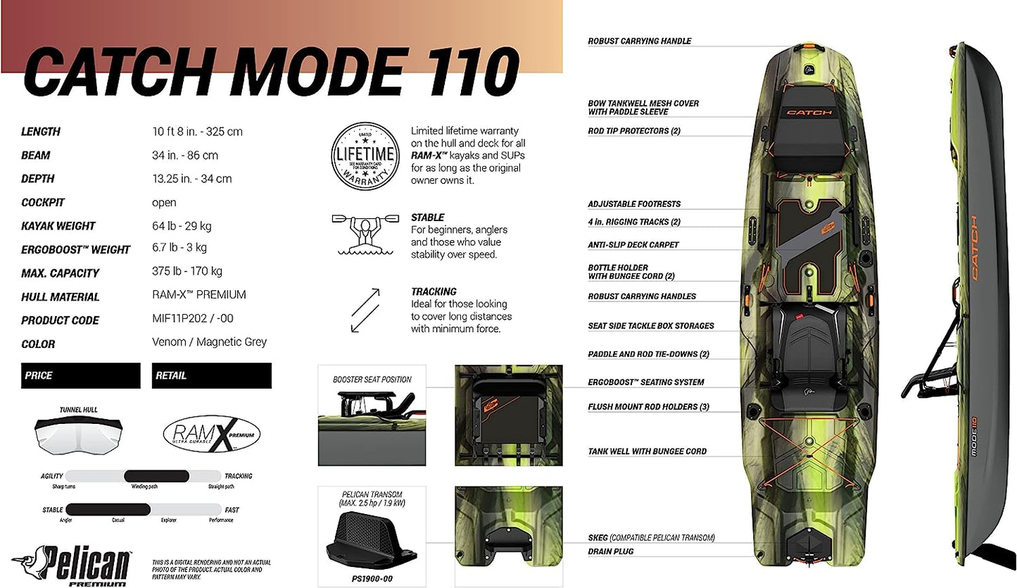 Pelican Catch Mode 110 Fishing Kayak - 10.5 Ft.
