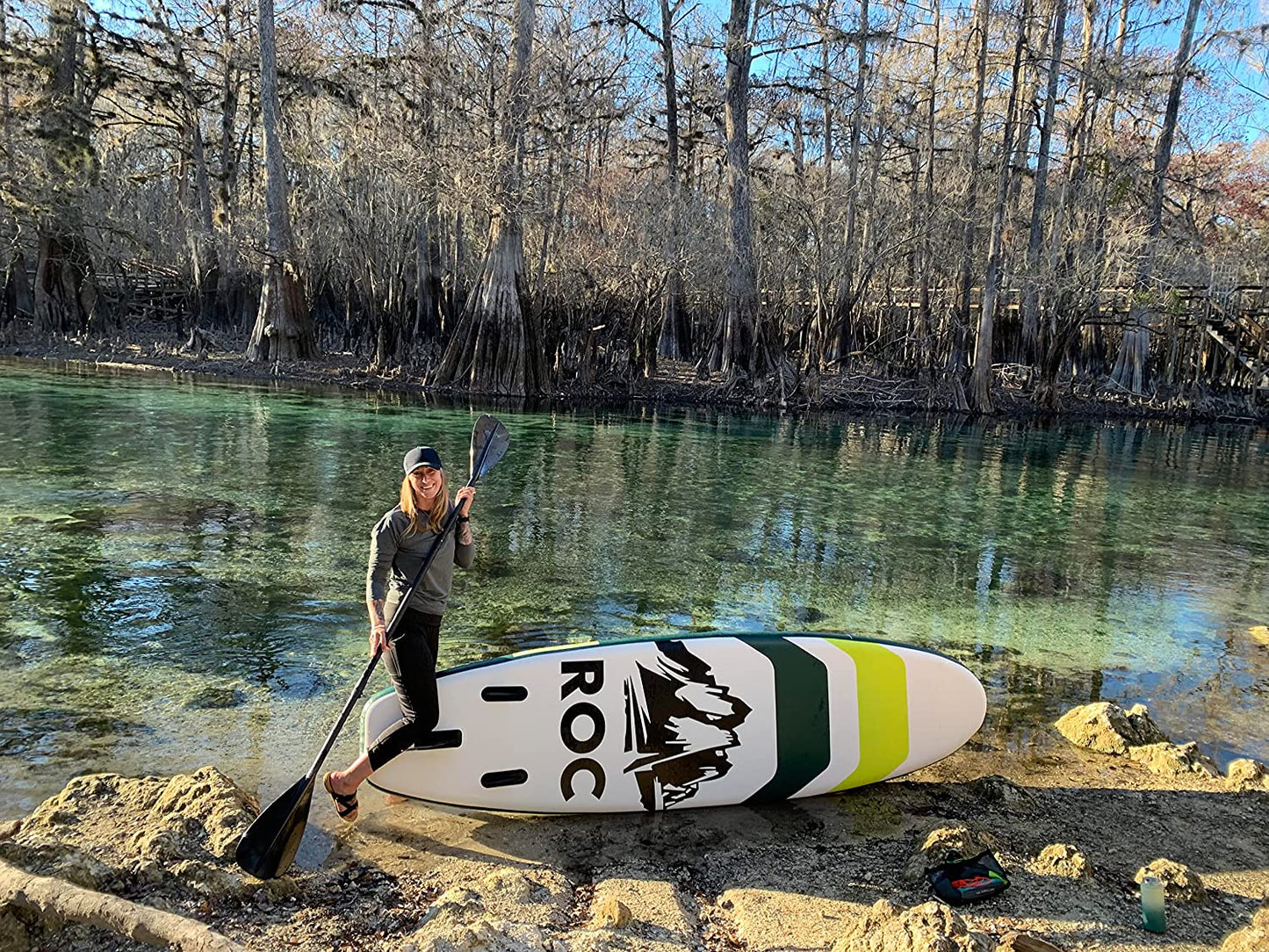 Roc Inflatable Stand Up Paddle Boards , Wide Stable Design, Non-Slip Comfort Deck