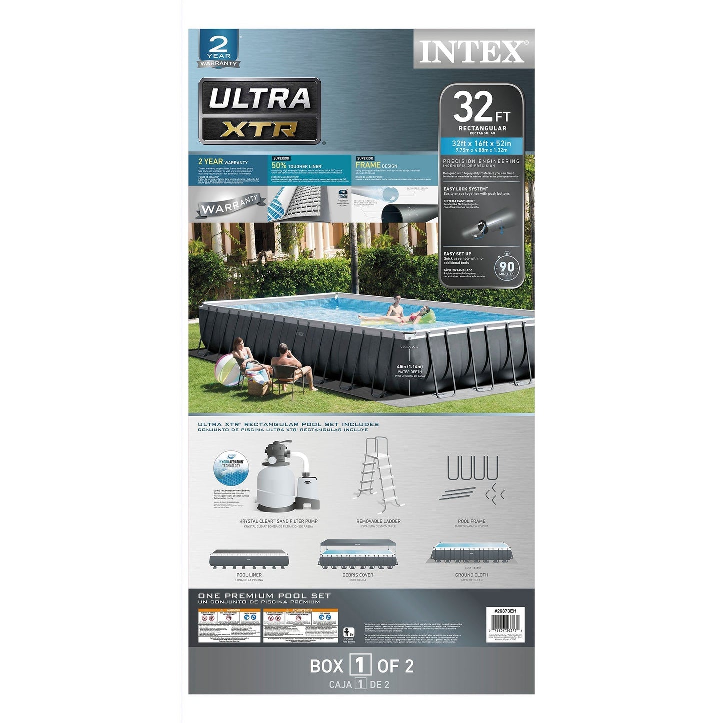 Intex 32' x 16' x 52" Rectangular Ultra XTR Frame Above Ground Swimming Pool Set
