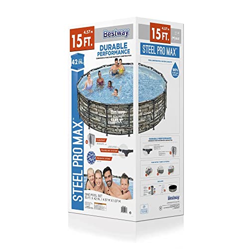 Bestway Steel Pro MAX 15′ x 42″ Above Ground Pool Set Stone
