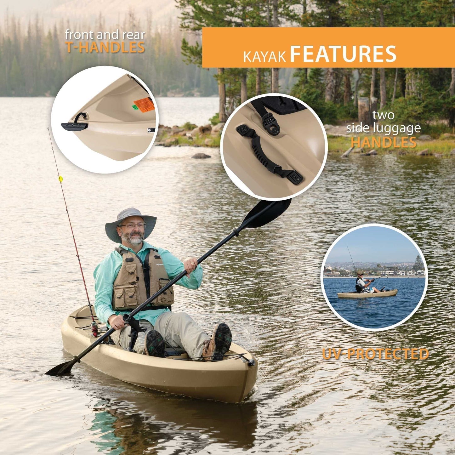 Lifetime Tamarack Angler 10 ft Fishing Kayak (Paddle Included), 90508