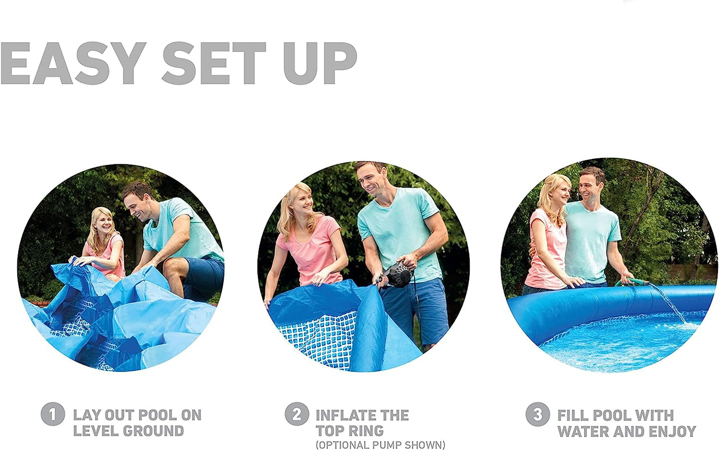 INTEX 28167EH Easy Set Inflatable Swimming Pool Set: 15ft x 48in – Includes 1000 GPH Cartridge Filter Pump – Removable Ladder – Pool Cover – Ground Cloth