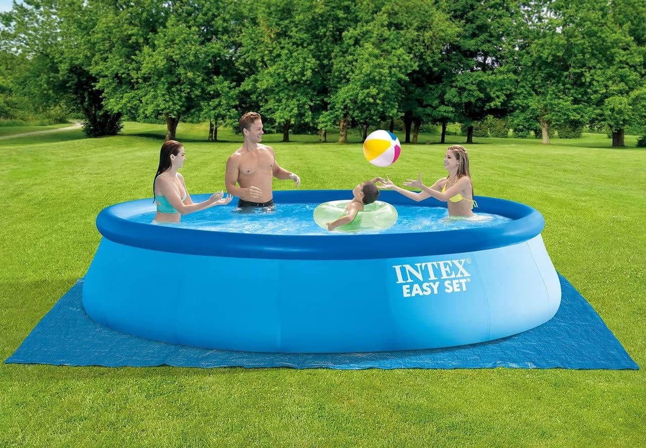 INTEX 28167EH Easy Set Inflatable Swimming Pool Set: 15ft x 48in – Includes 1000 GPH Cartridge Filter Pump – Removable Ladder – Pool Cover – Ground Cloth