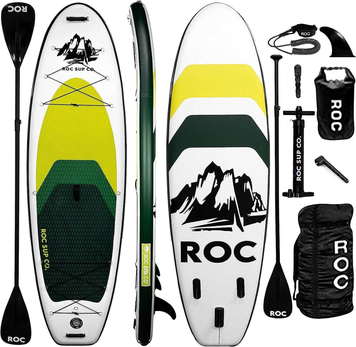 Roc Inflatable Stand Up Paddle Boards , Wide Stable Design, Non-Slip Comfort Deck