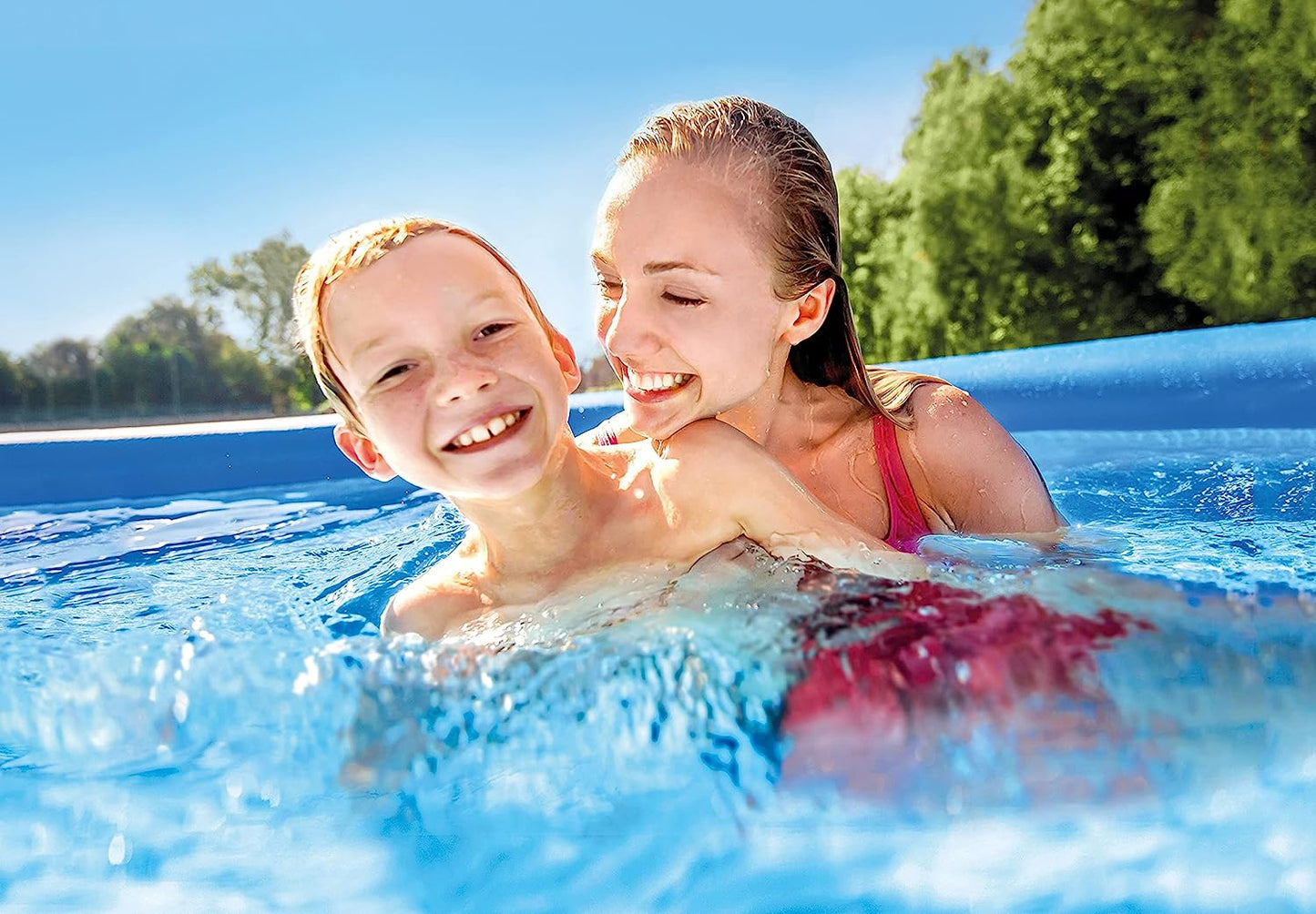 INTEX 28167EH Easy Set Inflatable Swimming Pool Set: 15ft x 48in – Includes 1000 GPH Cartridge Filter Pump – Removable Ladder – Pool Cover – Ground Cloth