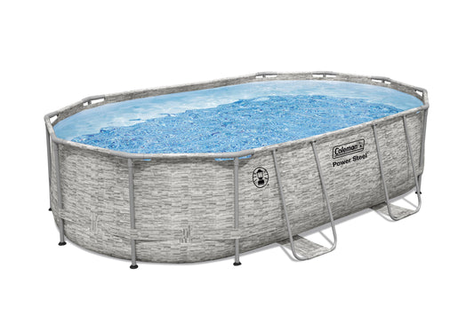 Coleman Power Steel 16 ft. x 10 ft. x 42 in. Oval Metal Frame Above Ground Pool Set