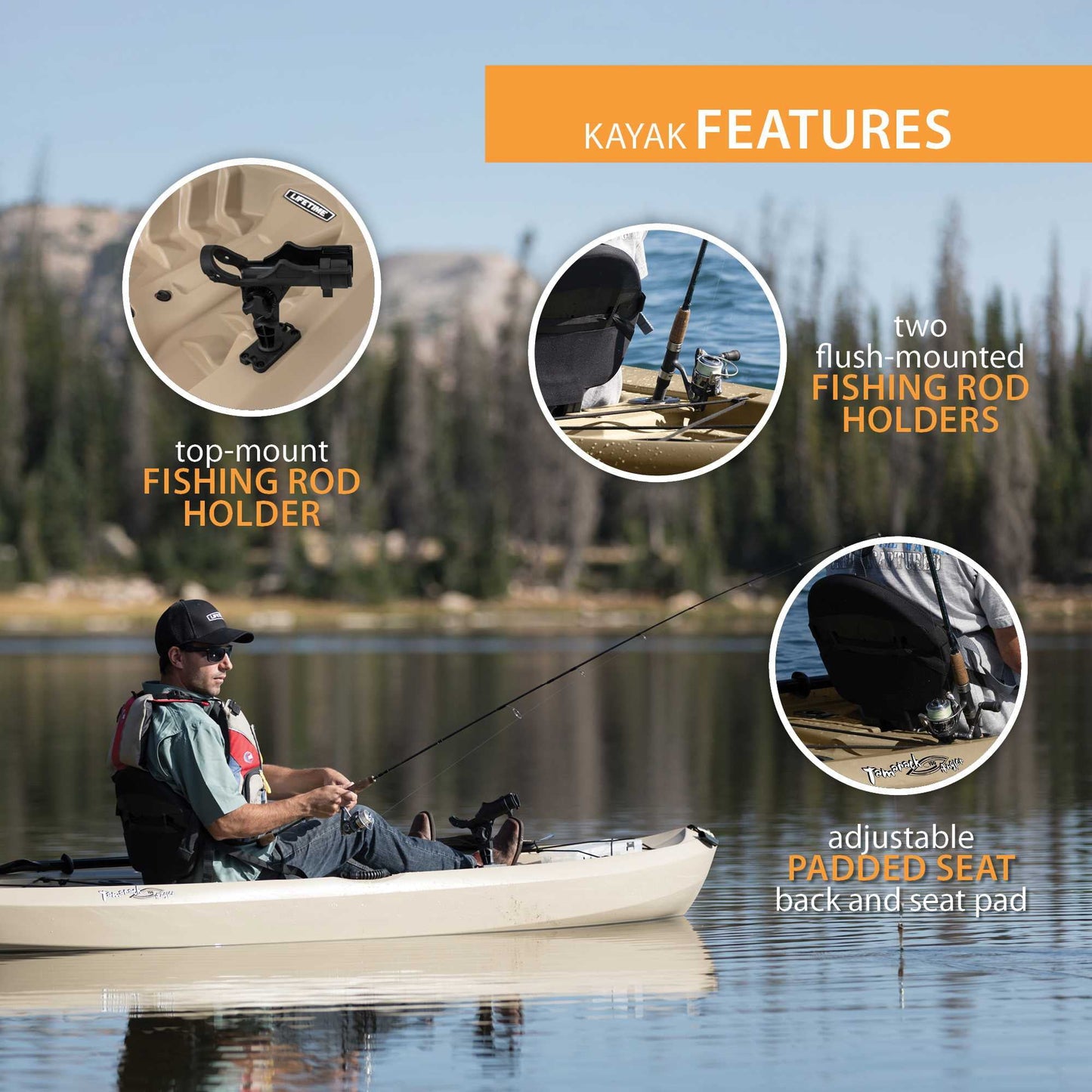 Lifetime Tamarack Angler 10 ft Fishing Kayak (Paddle Included), 90508