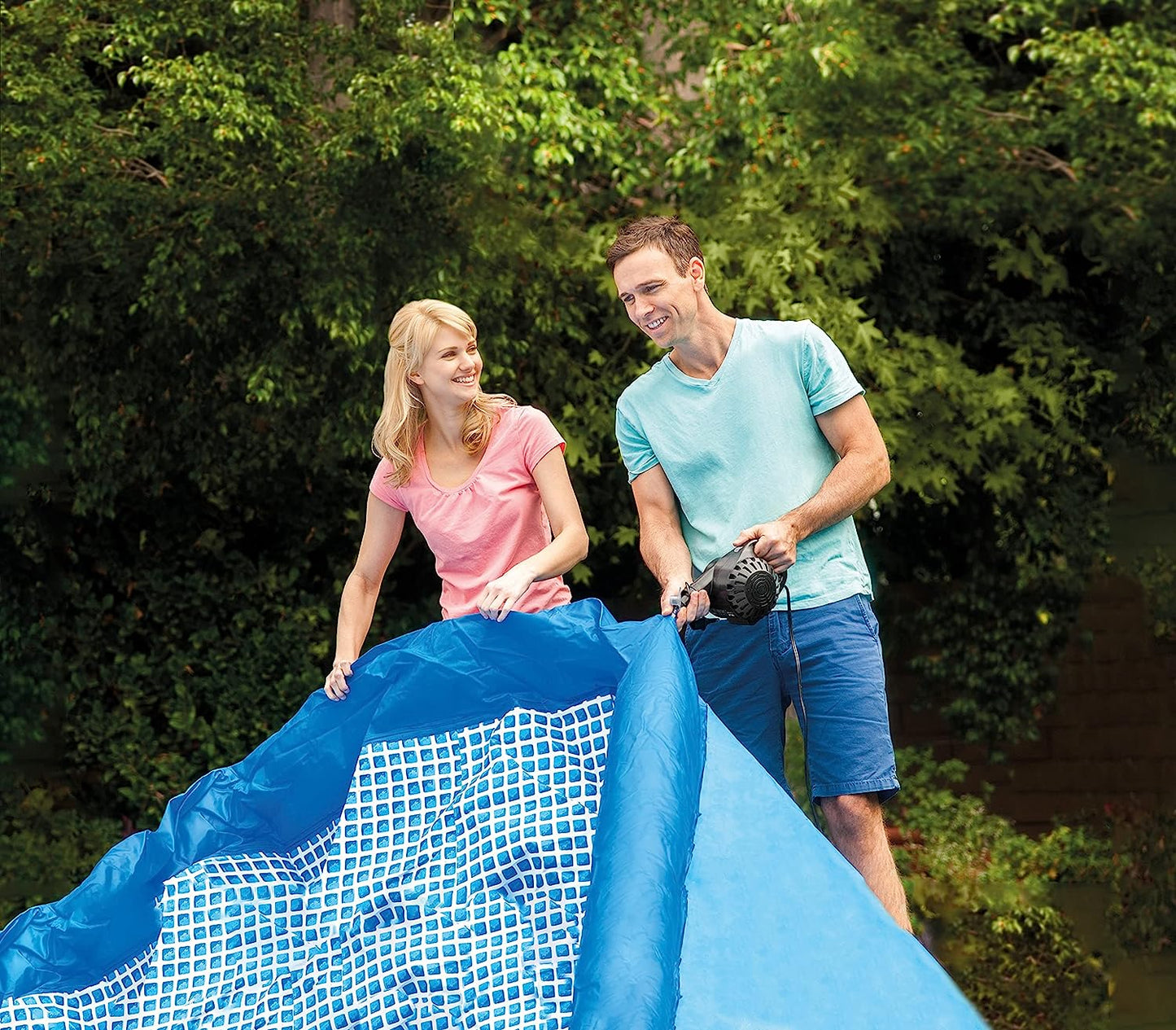 INTEX 28167EH Easy Set Inflatable Swimming Pool Set: 15ft x 48in – Includes 1000 GPH Cartridge Filter Pump – Removable Ladder – Pool Cover – Ground Cloth