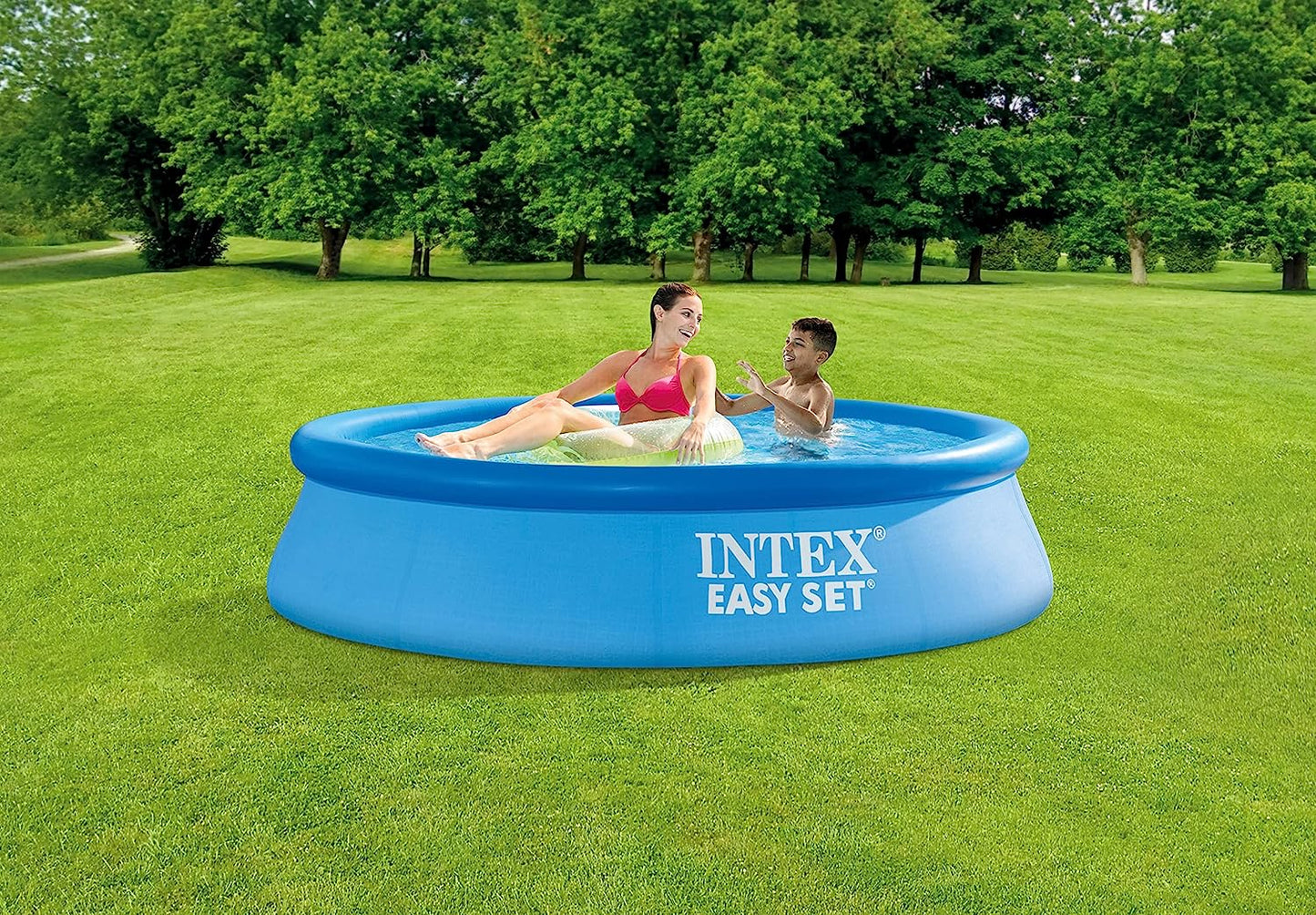 INTEX 28167EH Easy Set Inflatable Swimming Pool Set: 15ft x 48in – Includes 1000 GPH Cartridge Filter Pump – Removable Ladder – Pool Cover – Ground Cloth