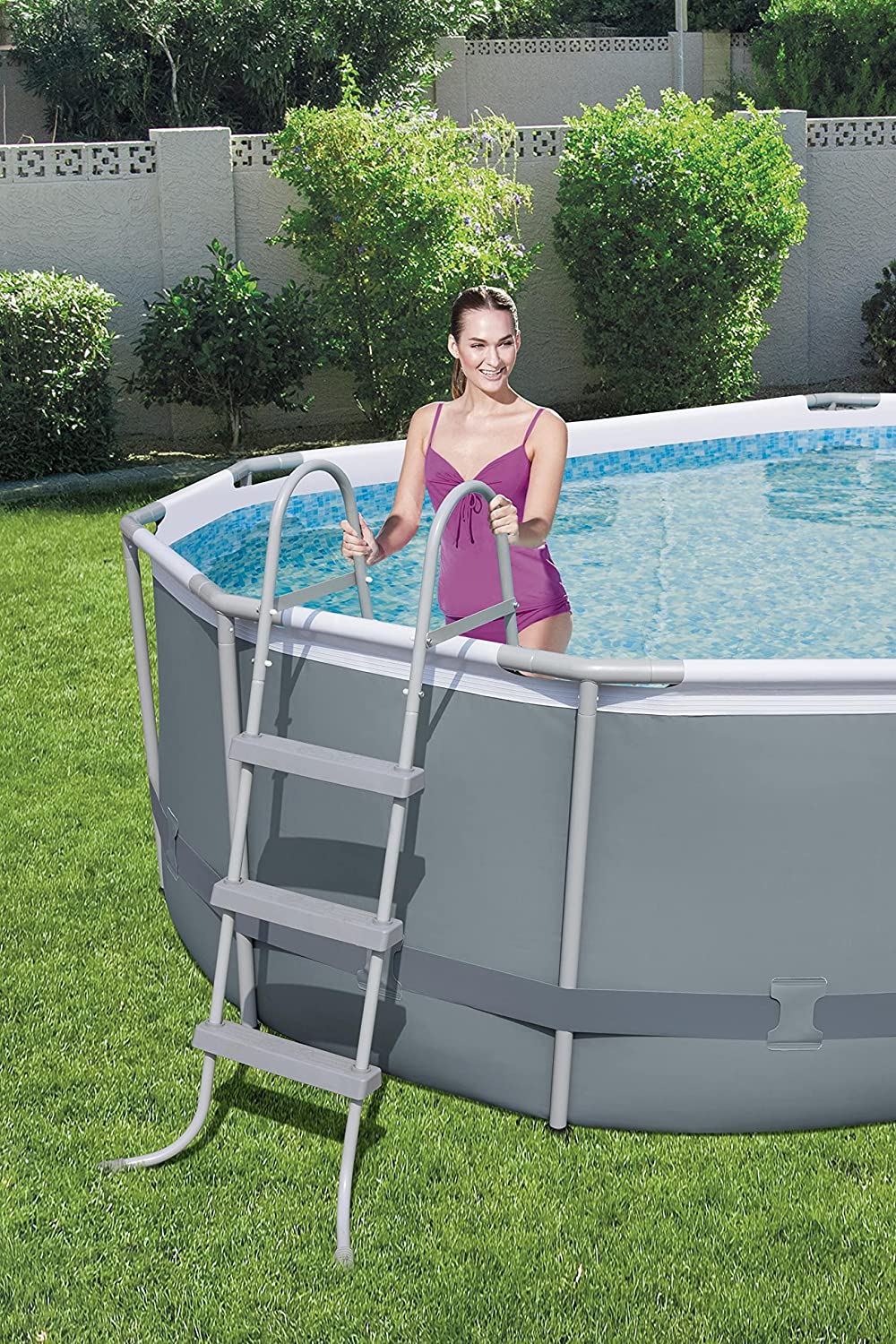 Bestway Power Steel 14' x 8'2" x 39.5" Oval Above Ground Pool Set | Includes 530gal Filter Pump, Ladder, ChemConnect Dispener