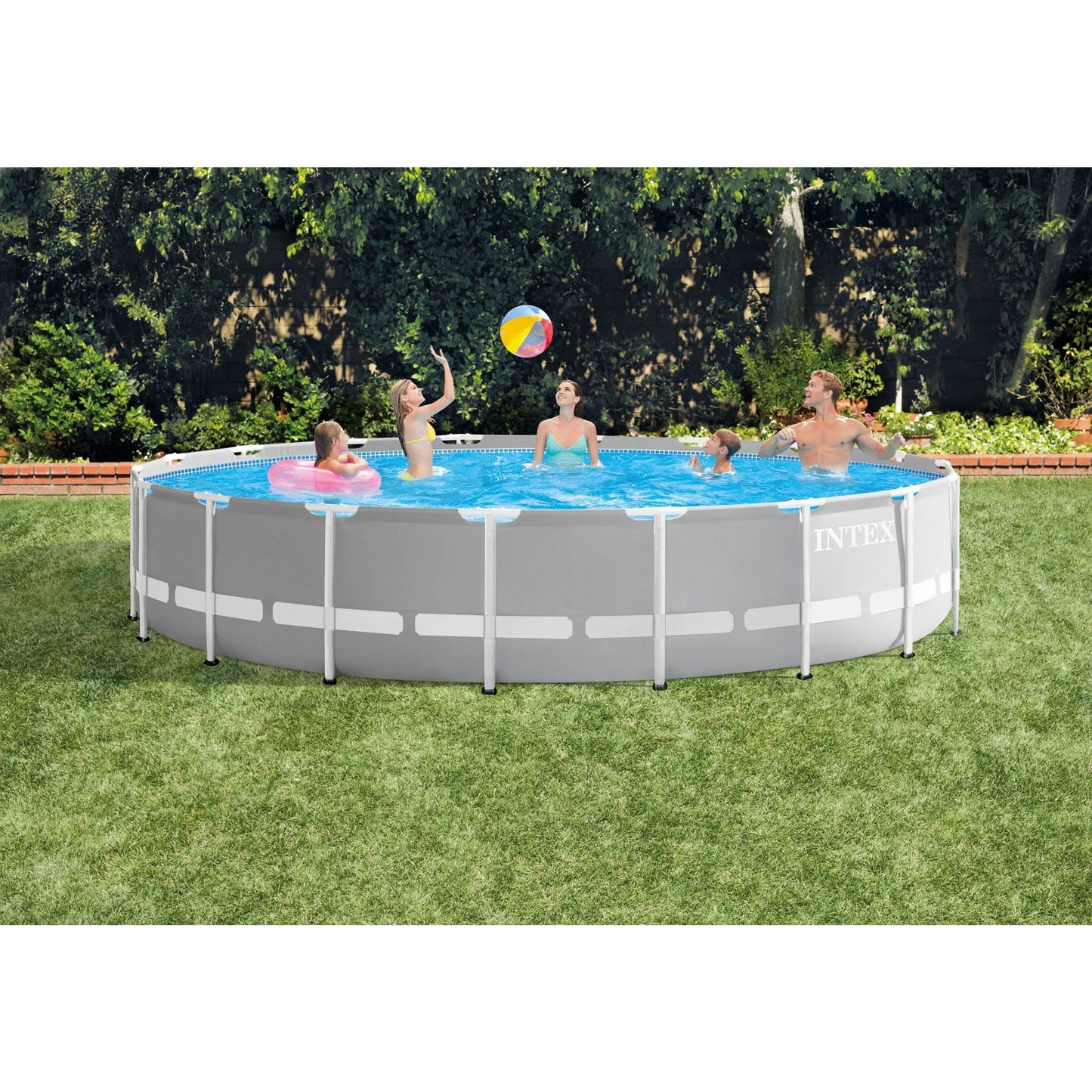 Intex 18ft x 48in Prism Round Frame Above Ground Swimming Pool Set with Pump