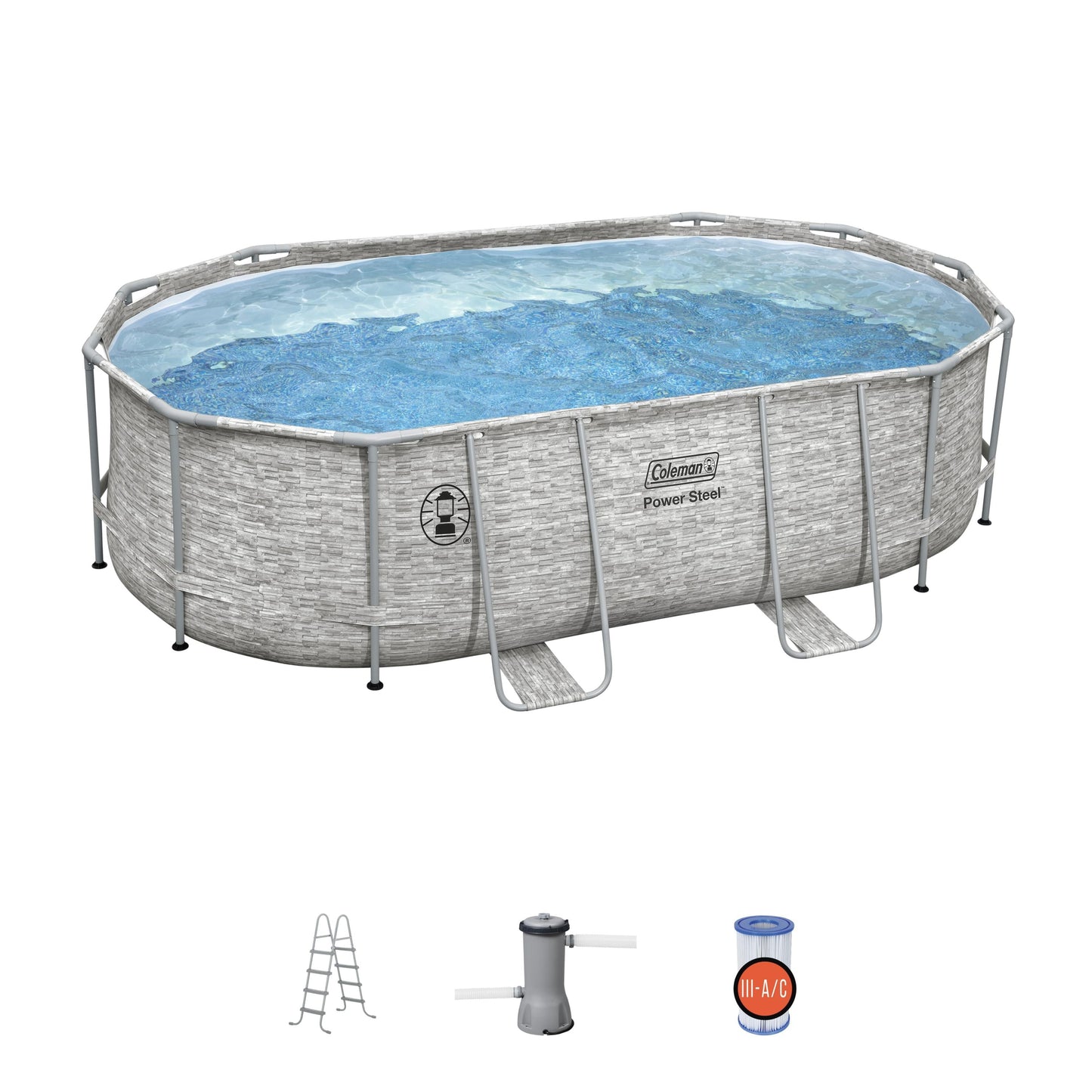Coleman Power Steel Frame 16' x 10' x 48" Oval Pool Set