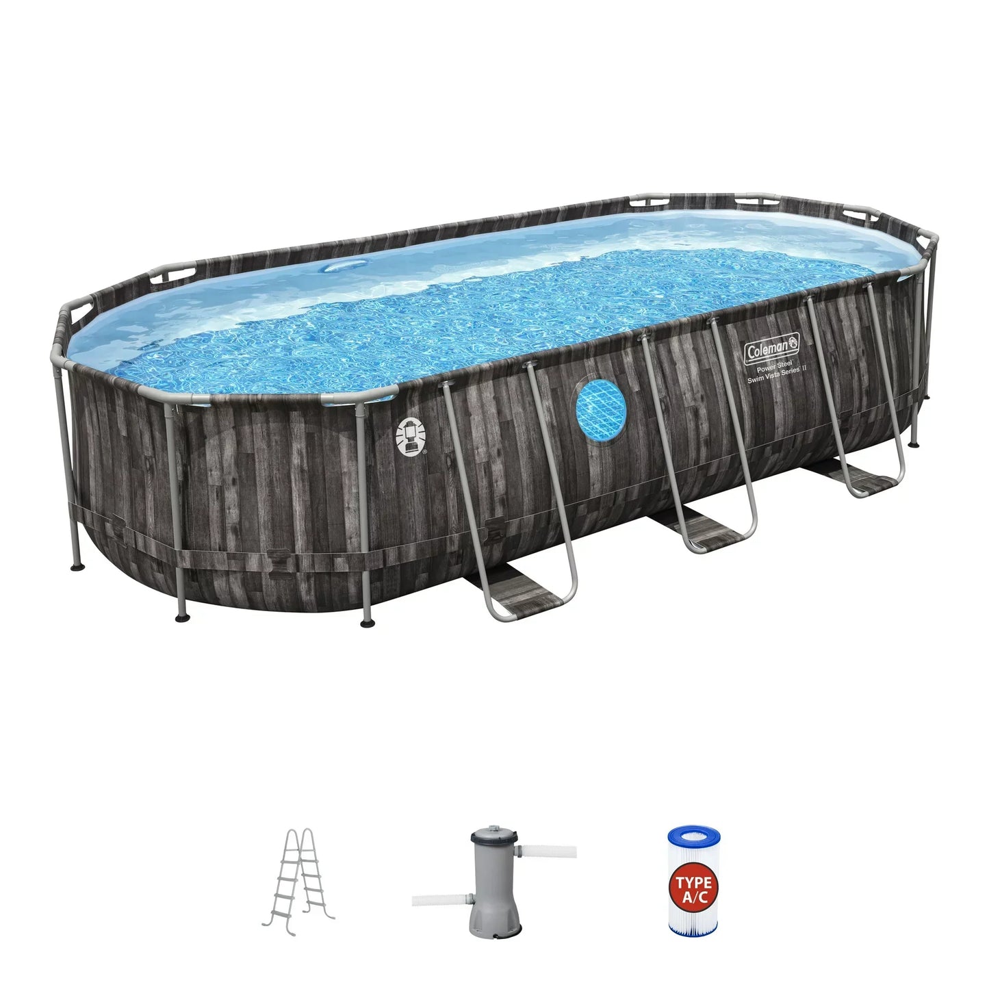 Coleman Power Steel Swim Vista Series II 20′ x 10′ x 48″ Above-Ground Oval Pool Set