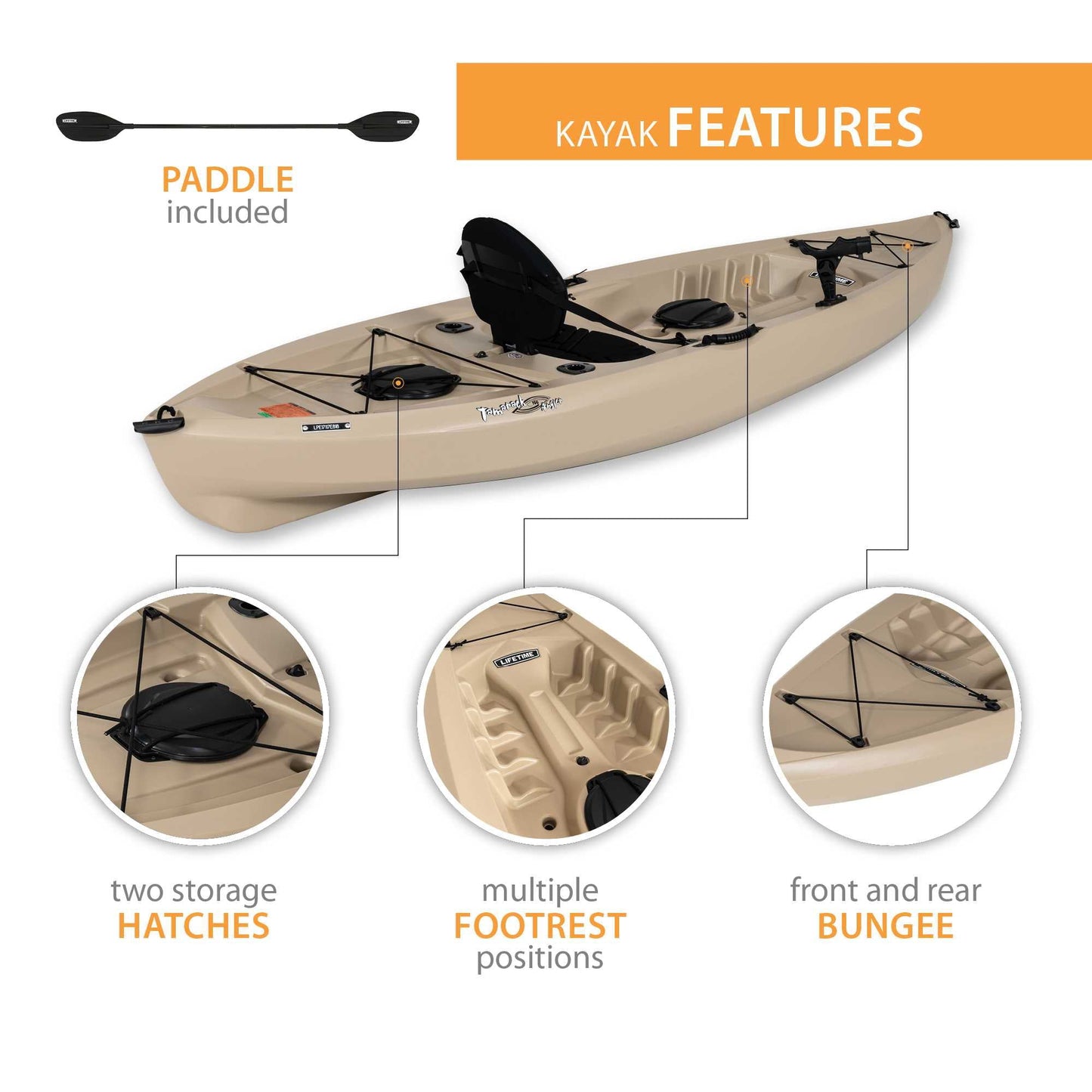 Lifetime Tamarack Angler 10 ft Fishing Kayak (Paddle Included), 90508